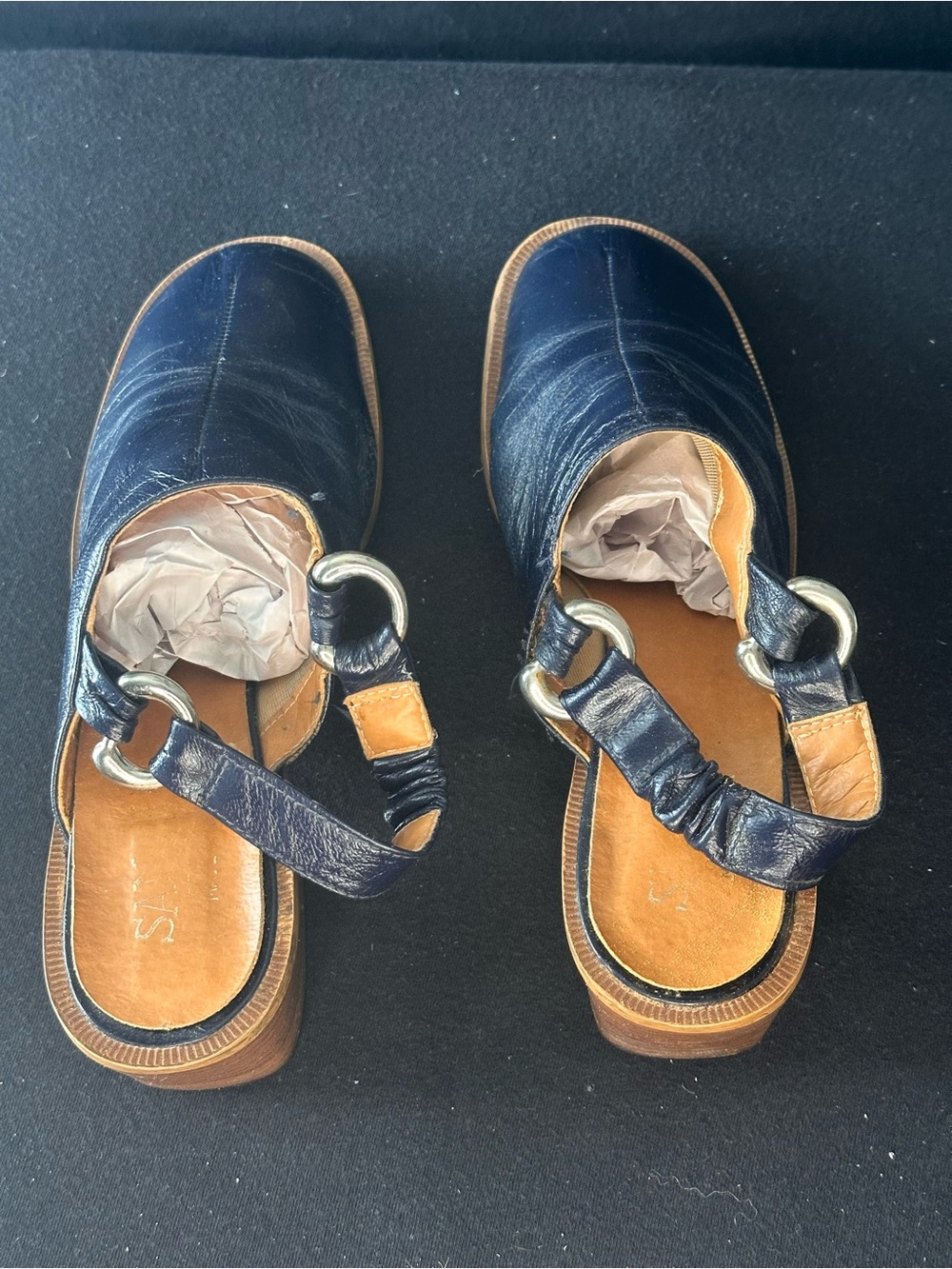 Women’s Navy Slingback Leather Sandals